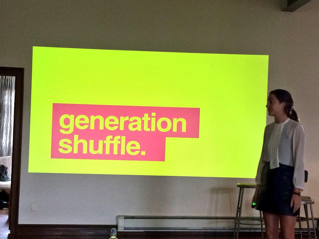 ManuSeuge's tweet photo. Call it Generation Shuffle. Smart. @Ogilvy #creativehothouse #brooklyn http://t.co/rdZE7BOyOn