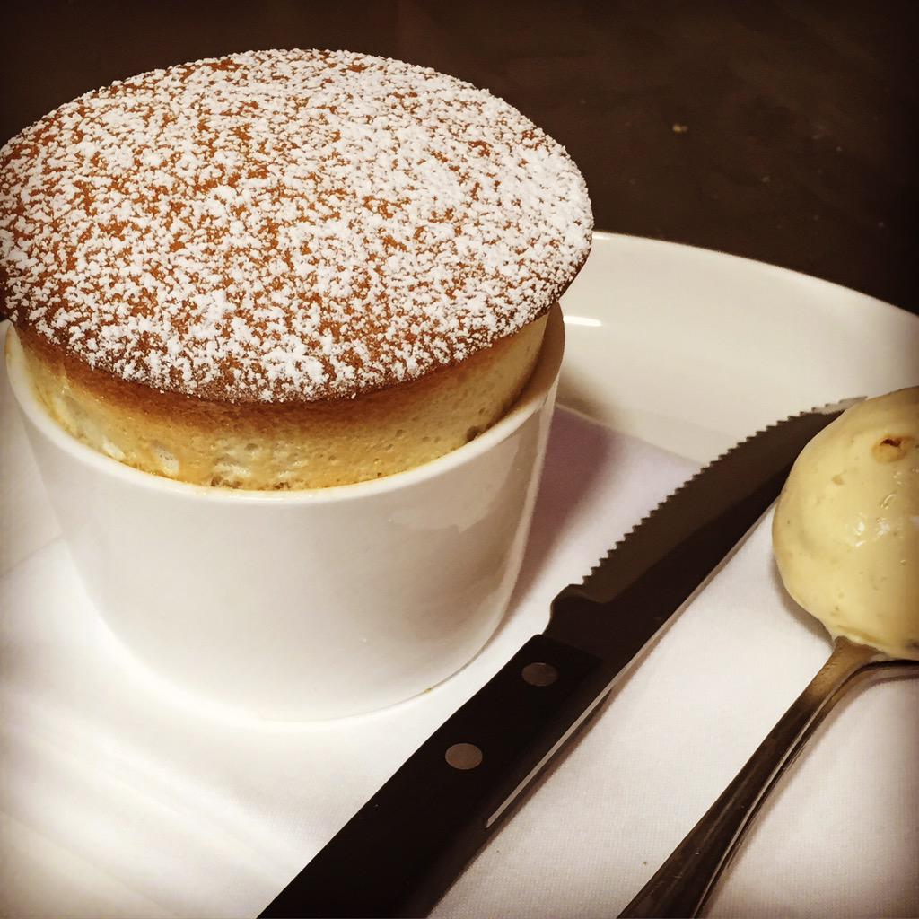 ollymarlowe's tweet photo. Banana soufflé, prune and Armagnac ice cream. New dessert @CrossKeys_PH #foodinlondon http://t.co/0iMa1rtl7T