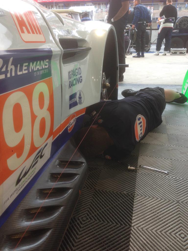 dnLcal's tweet photo. #98 mechanic ash fine tuning the provisional pole sitting GTE Am car @AMR_Official @FIAWEC #LM24 #teamAMR http://t.co/dzV7ej3x3J