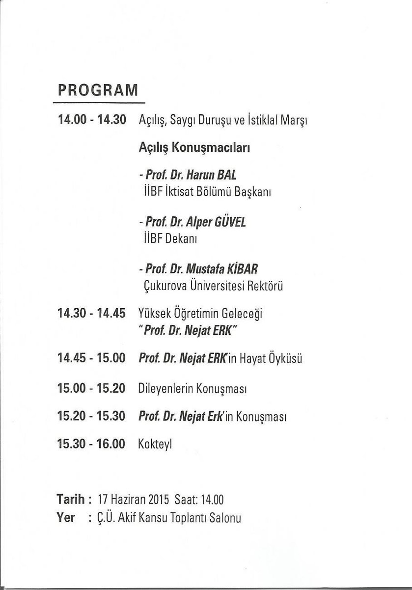 nejaterk's tweet photo. Tüm dostlarla birlikte olmak dileğimle.
17.06.2015 Saat: 14.00 @Ç.Ü. Arif Kansu Salonu.
Prof. Dr. Nejat Erk http://t.co/UeNyFz6LQD