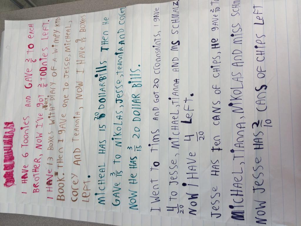 missschmalz's tweet photo. Writing our own fraction stories 👍 math in everyday life 😊 #dpcdsb @GAngelsschool http://t.co/fxPcDO8Mx2