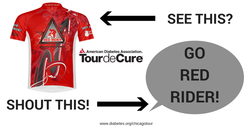 TourdeCureChi's tweet photo. We're serious about shouting "GO RED RIDER!" at @AmDiabetesAssn's #tourdecure! Go ahead, give it a try right now :-) http://t.co/eBjYde4UBV