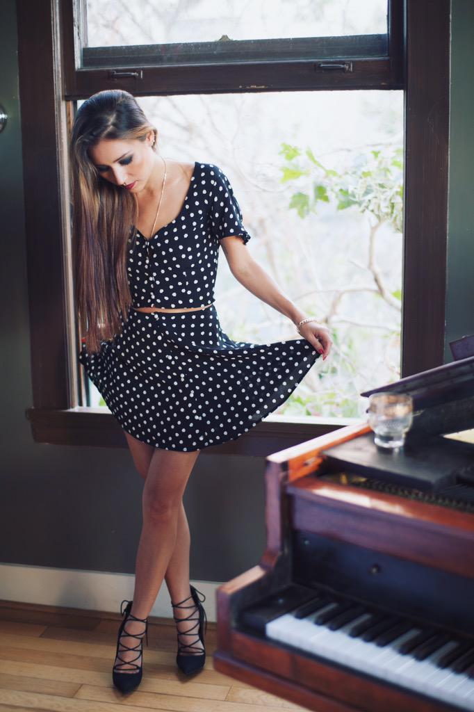 shopfeature's tweet photo. Pianos, polka dots, and pretty girls. #tbt #forloveandlemons #shopfeature http://t.co/oYXOy04K2M