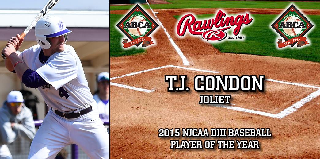 NJCAA's tweet image. T.J. Condon from @JJCbaseball is the 2015 @ABCA1945/@RawlingsSports NJCAA DIII Player of the Year!