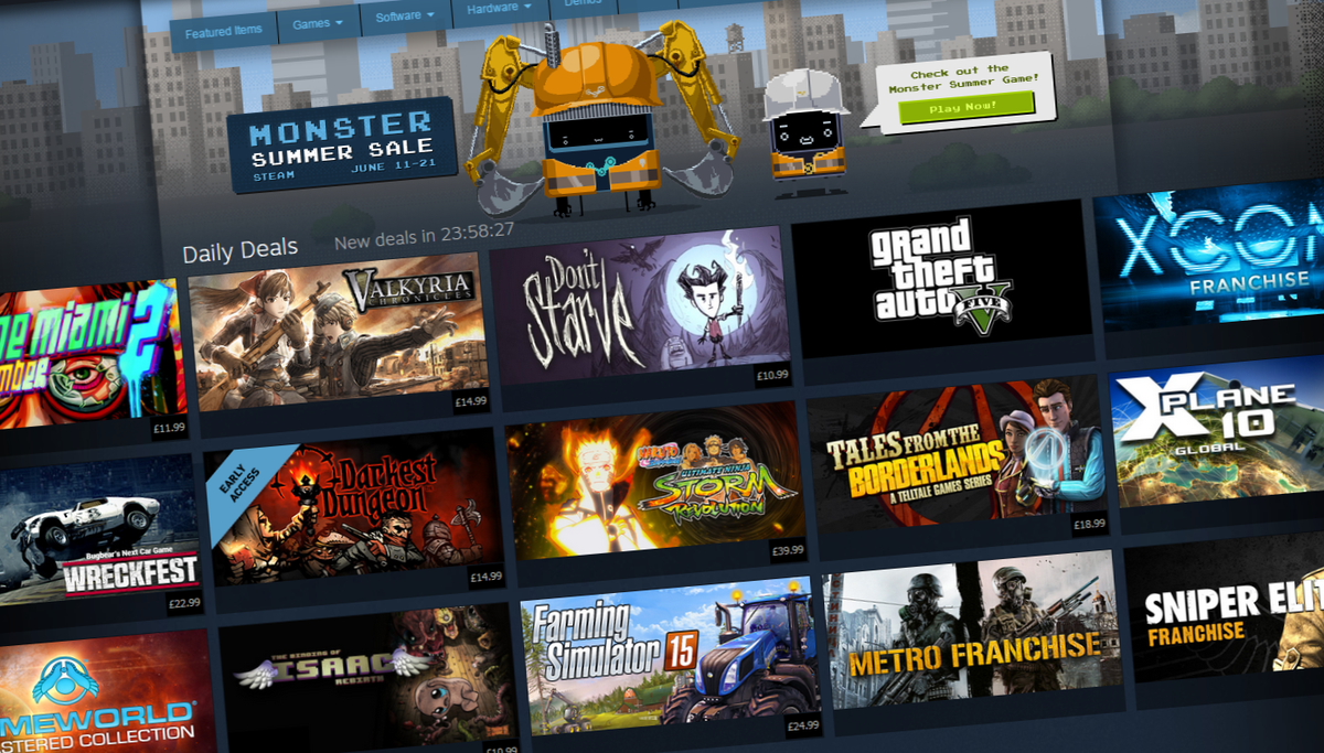 pcgamer's tweet photo. The Steam Summer Sale begins!
http://t.co/rZBhzcNVHt http://t.co/sfPpJwJglc