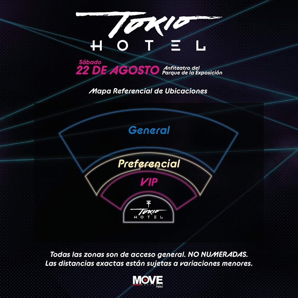MoveConcertsPE's tweet photo. Mapa Referencial de ubicaciones para Tokio Hotel en Lima.

Disponible desde el 15 de Junio a las 9:00am en Teleticket http://t.co/q6jGD7u3jM
