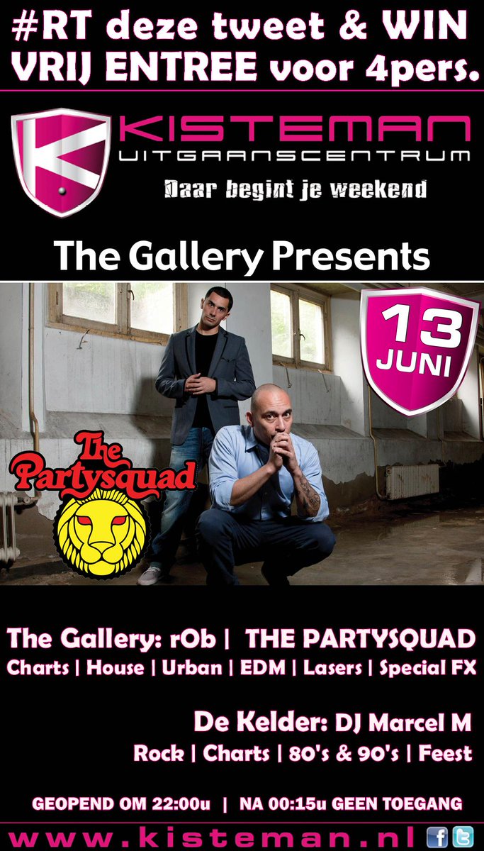 KmanStaphorst's tweet photo. Met welke vrienden/vriendinnen wil jy gratis naar binnen as. zaterdag met @ThePartysquad?
#RT en #WIN 4x vrij entree! http://t.co/tSkyqbgCLZ