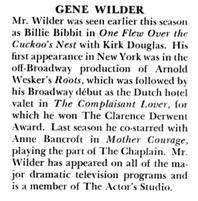 Happy Birthday, Gene Wilder! His Broadway bio from \"The White House\" via 