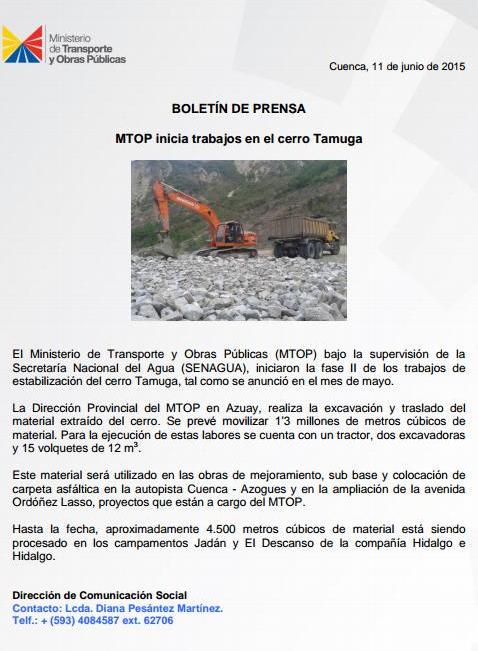 goberazuay's tweet photo. #MTOP inicia trabajos en el cerro #Tamuga @tomebamba @ondasazuayas @eltiempocuenca @mercurioec #AzuayYaCambió http://t.co/sIeiEmQcC3