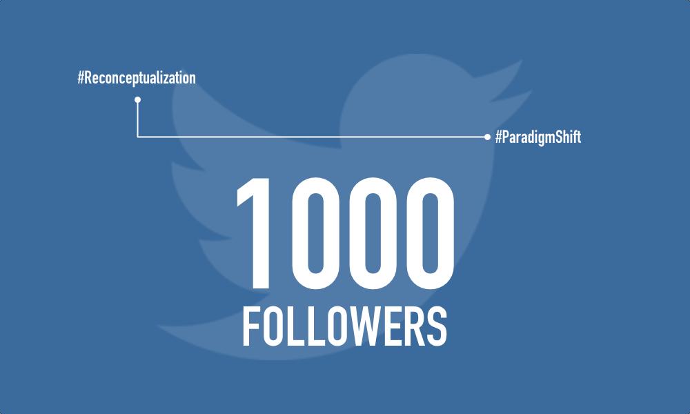 jevnehelse's tweet photo. Milestone! Been working hard to reach 1k followers, thanks to everyone who have joined in! #Reconceptualization http://t.co/bGImKFjvIX