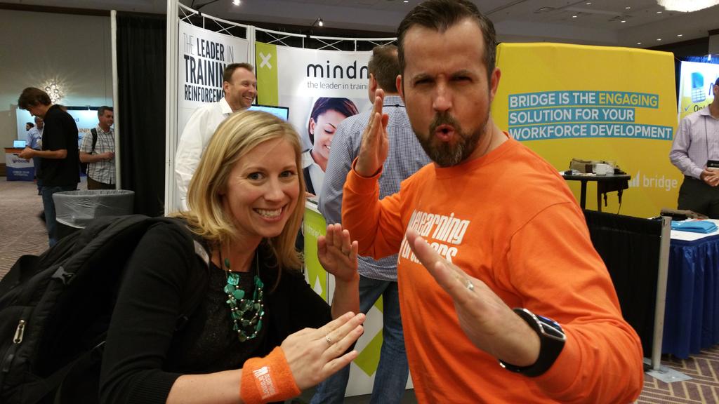 speedclimb's tweet image. We LOVE that Jaime @techtroublemakr is sporting the #BroBrand at #mLearnCon @mlearncon @eLearningBros