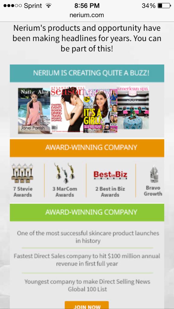 neriumsalesgal's tweet photo. #bestinbiz #stevieawards #bestgrowth #Nerium #marcorn #bestinskincare BUY NOW/ JOIN ME! #residualincome http://t.co/afVbklTGR7
