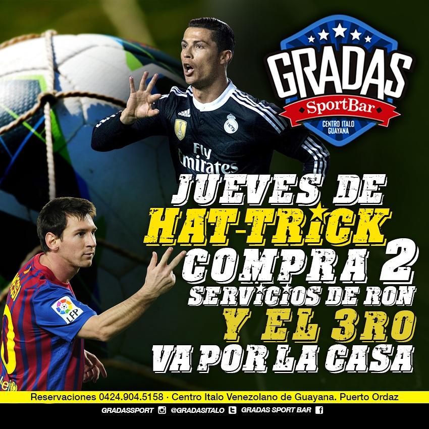 GradasItalo's tweet photo. Jueves de Hat-Trick y se arma la rumba en Gradas Sport por la compra de dos servicios el tercero te sale iigratis!! 😱 http://t.co/uIKvdbTxUg