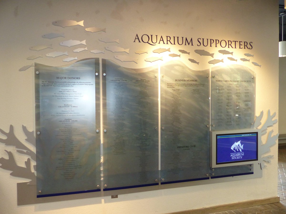 The NC Aquariums are grateful for their many sponsors, now recognized in beautiful new exhibits.