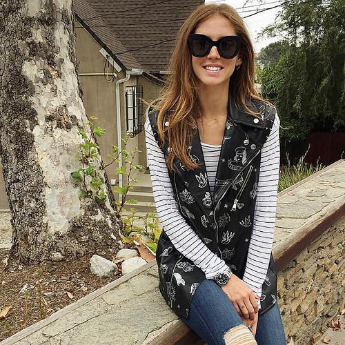 itsnachnick's tweet photo. June gloom in stripes + leather vest @varcityonline #varcityonline #varcity #TheBlondeSaladGoesToHollywood http://t.co/Ln3JiXdQyb