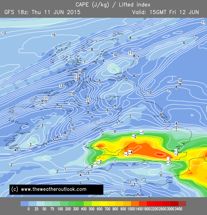 TWOweather's tweet photo. GFS18z just out has the most instability &amp; t-storm potential a tad farther east again. http://t.co/MmKPcVtjlR http://t.co/hjv0UvuFZJ