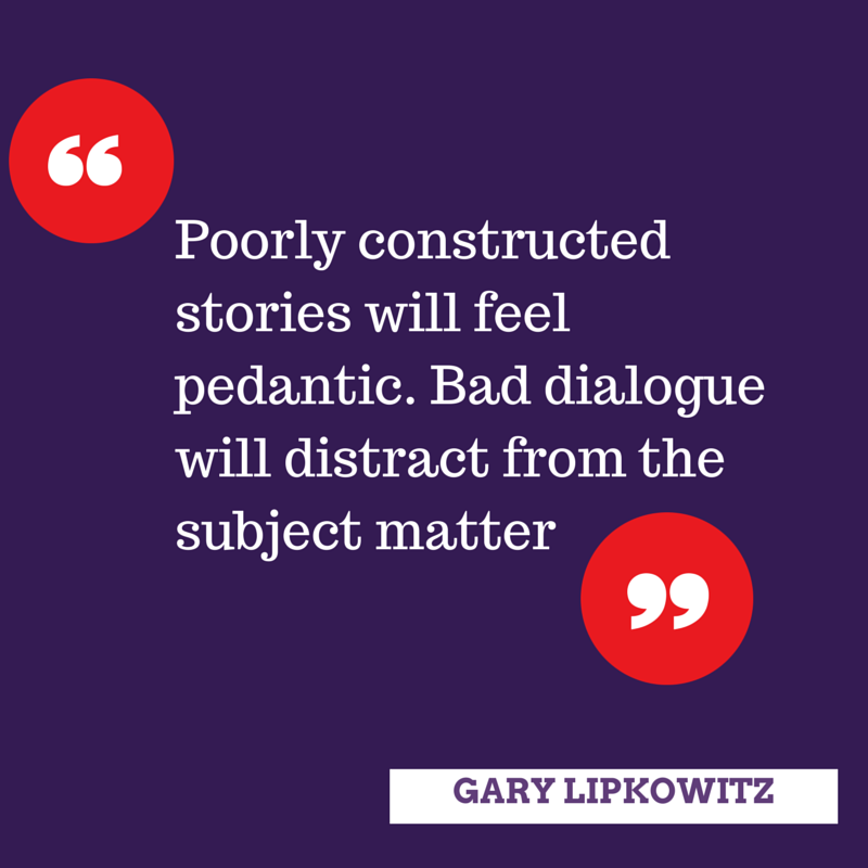 Vyond's tweet image. Build strong characters first, and then outline dialogue - @L1pk0 #CSTD2015 #Storytelling #Learning #Training