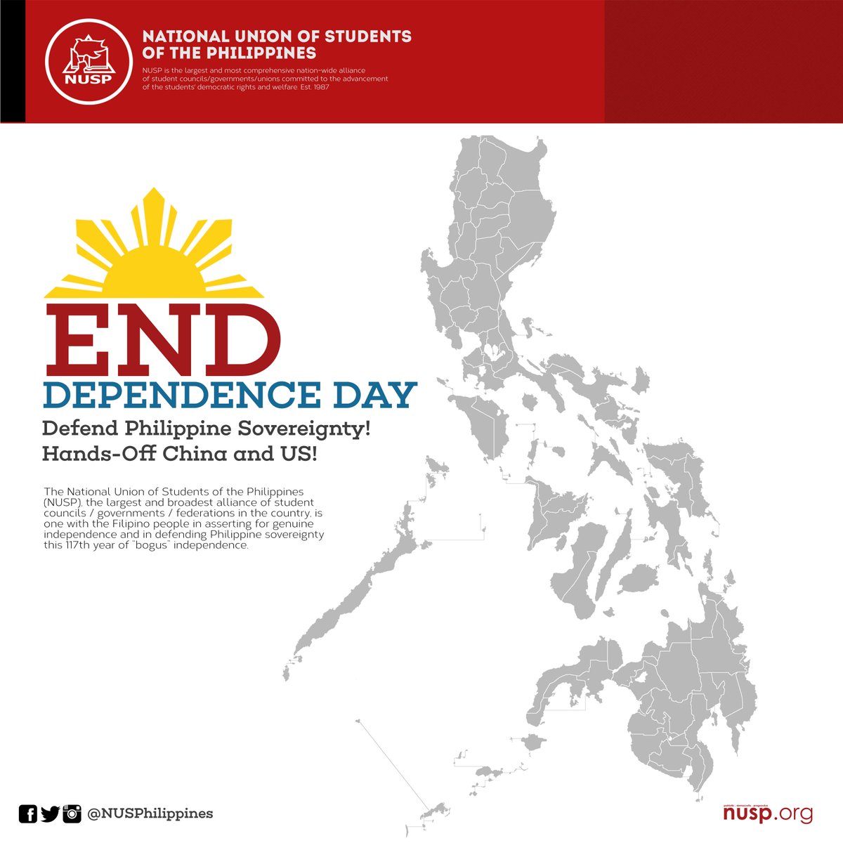 End Dependence Day: Defend Philippine Sovereignty! Hands-Off China and US! - See more at: nusp.org/defend-ph/#sth…