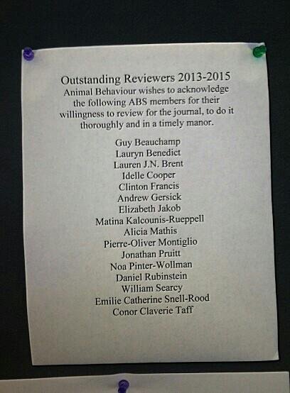 ljnbrent's tweet photo. Saw this on the #2015ABS notice board - Thanks, Animal Behaviour! http://t.co/HjUkOcaEe8