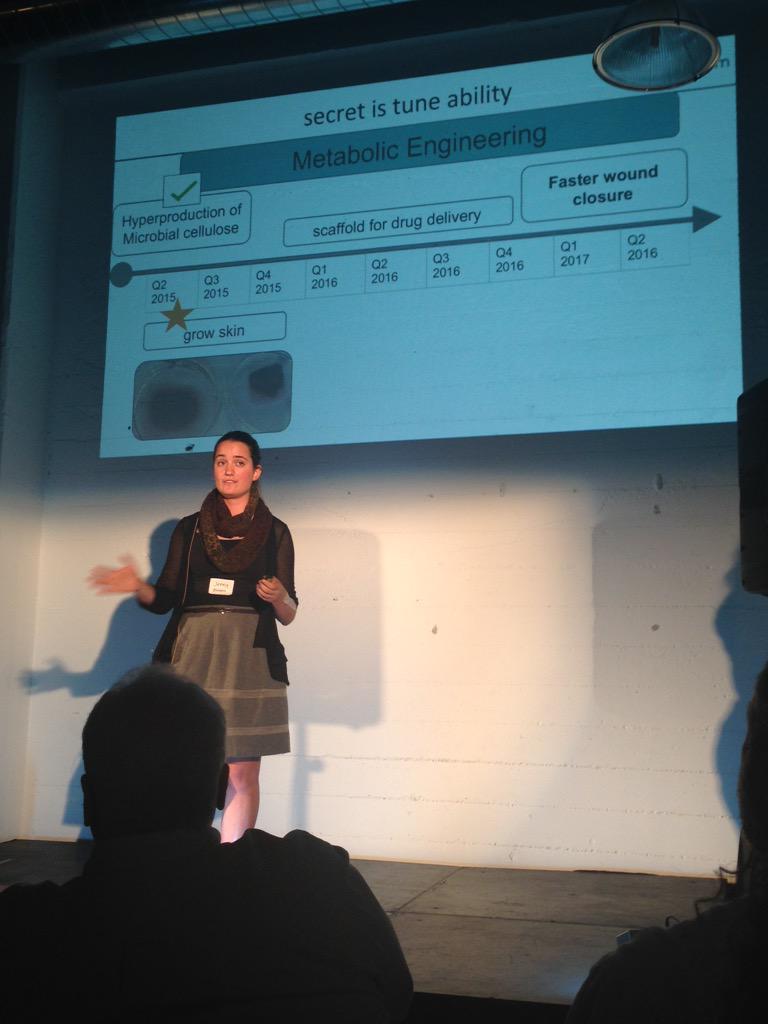junaxup's tweet image. .@Bio_Loom's future plans include artificial skin and scaffolds for drug delivery #indiebio1