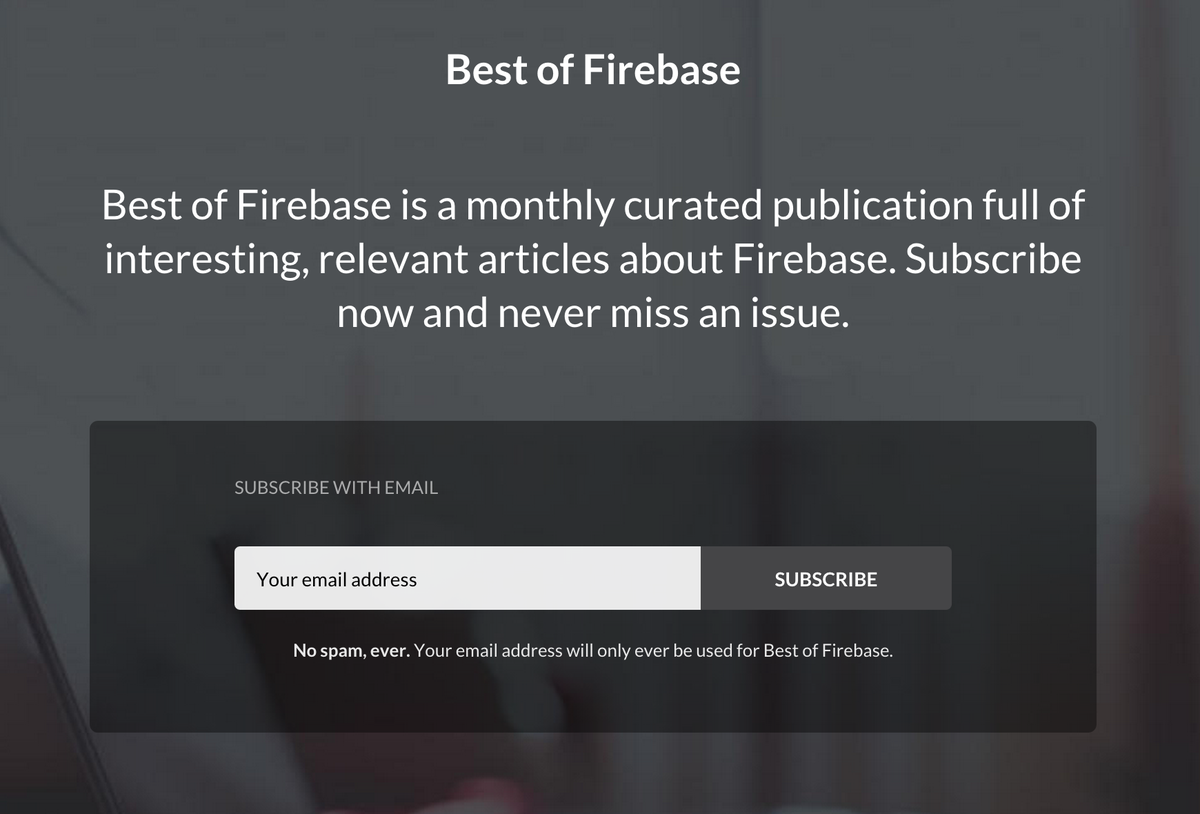 Firebase's tweet photo. Want to stay up to date on latest Firebase news? Sign up for the @bestoffirebase newsletter! http://t.co/kvtKiJSdFK http://t.co/aQ3YbcAOob