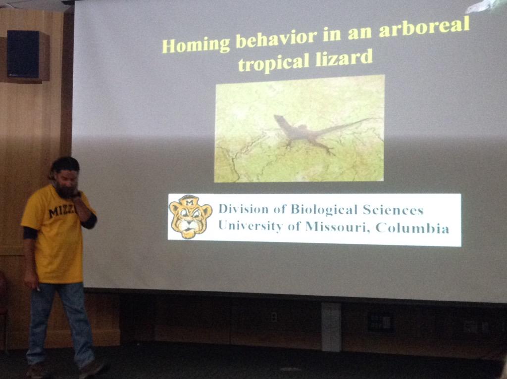 neoconocephalus's tweet photo. Manuel Leal giving his first talk in @Mizzou colors at #2015ABS ! Proud to have him as colleague at @MizzouBiology http://t.co/uSLZ5D4wXh