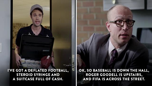 ComedyCentral's tweet photo. Just another day at the office for NBA Commissioner Adam Silver. #NBAFinals http://t.co/QuYUgG4b9S