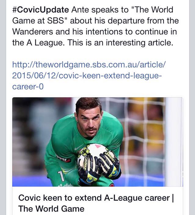 WSWBrotherhood's tweet photo. #CovicUpdate Ante speaks to "The World Game at SBS" about his departure from the Wanderers. http://t.co/8S42YhPvFO http://t.co/zfrineF8W2