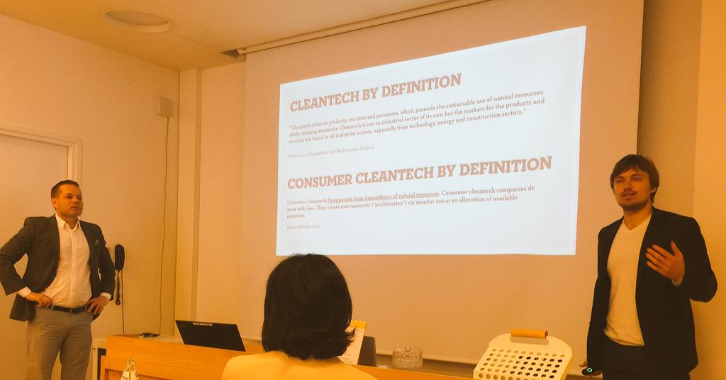 Tuulikas's tweet photo. What is #consumercleantech? Cleantech guys @SanttuCT and @mikkoannala describing for @Tekesfi http://t.co/19i0NBzPdl