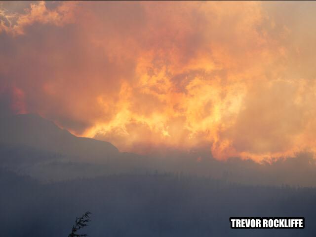 #Lytton #wildfire @BCGovFireInfo wide shot of fireball sunset