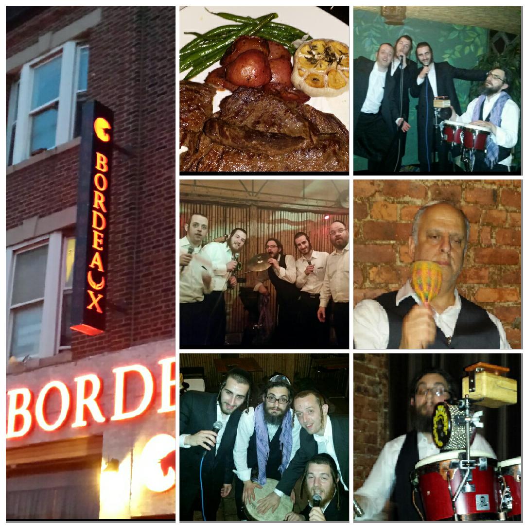 dovidalk's tweet photo. A shtik fun tonight at the Bordeaux steakhouse.  @gershymoskowitz @srulygreen @Chaimgreen1 @yudimon @BHAudio1 http://t.co/Jr4210Nqjm