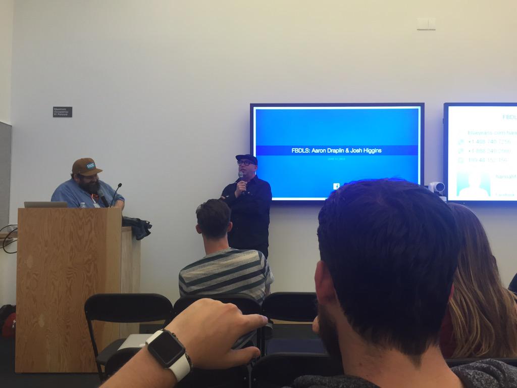 ericcdeng's tweet photo. Aaron Draplin and @joshwhiggins discussion @facebookhq today! #aesthetic #engineeringplus http://t.co/dKKUUVbUGK