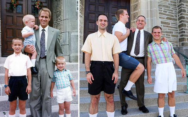 9GAG's tweet photo. These brothers recreate their weirdest childhood photos as a gift for their mom http://t.co/GUHCAkXY7X