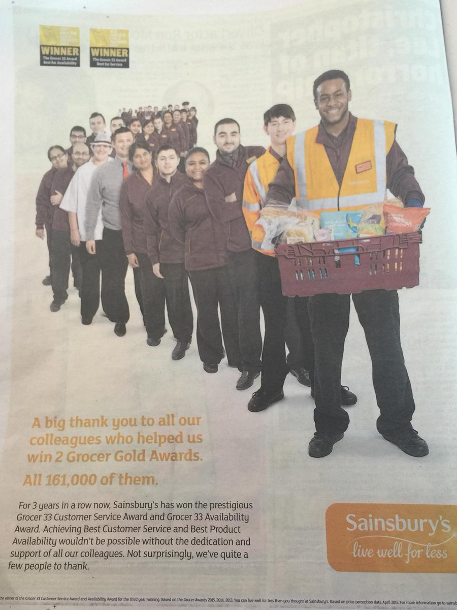 Massive Well done to Sainsbury's for winning The Grocer Gold Awards for Customer Service and Availability!