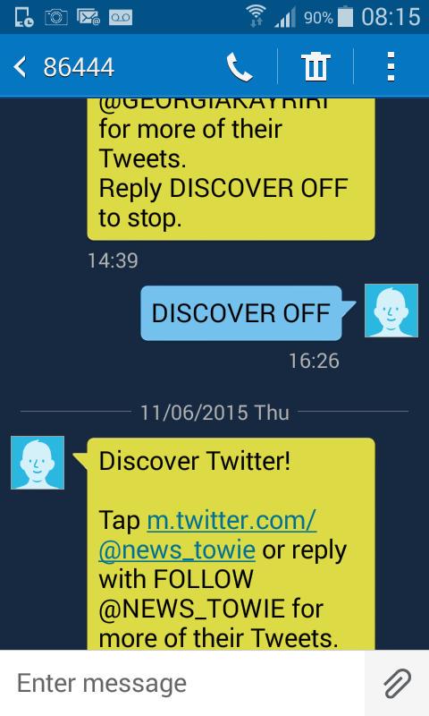 moragdonkin's tweet photo. @twitter DISCOVER OFF!!! is this a scam or just harassment from yourselves? Please stop texting me http://t.co/PwUkLRjulG