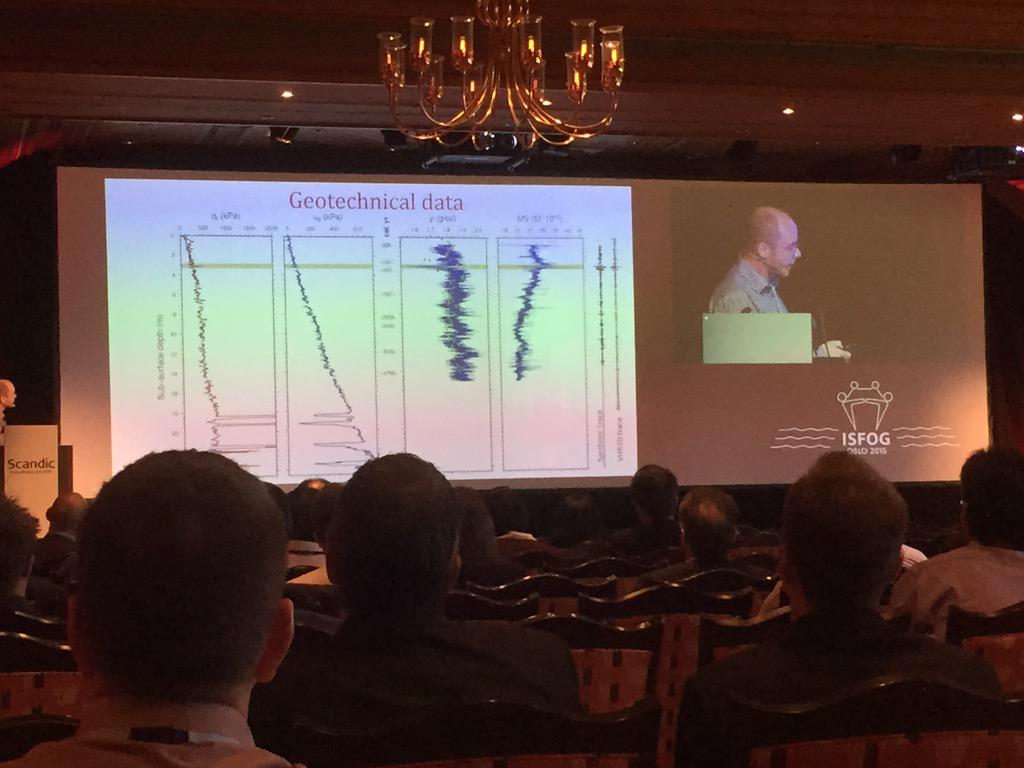Strout_JM's tweet photo. #NGI's Maarten Vanneste presenting the Finneidfjord natural field lab studies in the #geohazard session at #ISFOG2015 http://t.co/N85ciLPJJY