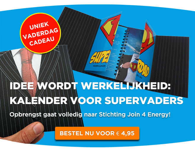 BiancaPranger's tweet photo. Een uniek vaderdagcadeau voor supervaders: de Vaderkalender! Koop nu en steun @join4energy http://t.co/DCboDfVLDH http://t.co/VRmN2fj5ll