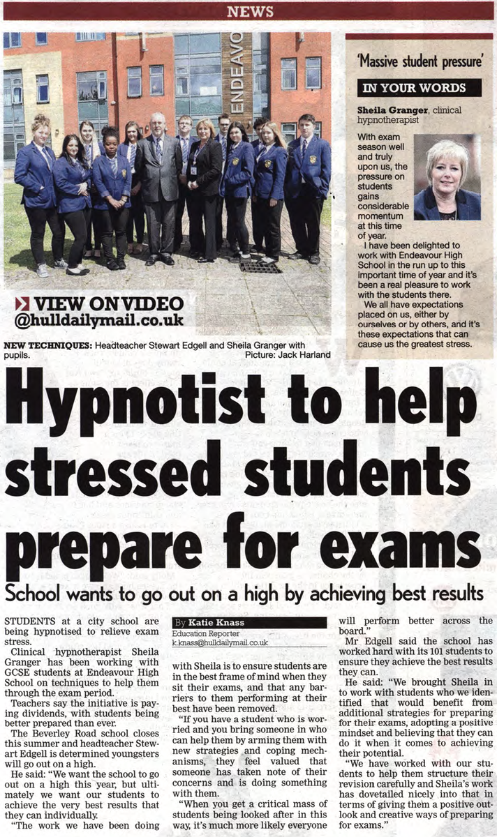 sheilagranger's tweet photo. Fab article in the @hulldailymail about my approach to supporting students in achieving their full potential in exams http://t.co/0lHMIipeCh