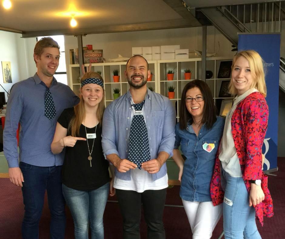 aleciahancock's tweet photo. Our crazy office crew getting behind #DenimForDisabilities today. @abilitycentreau http://t.co/K5Ncd5t2nE