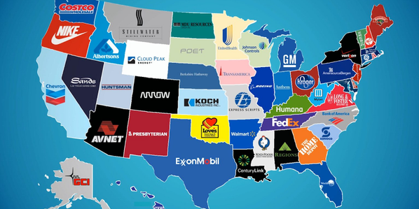 This animated map shows the largest company by revenue for every state @BI_Video buff.ly/1MsOd3u