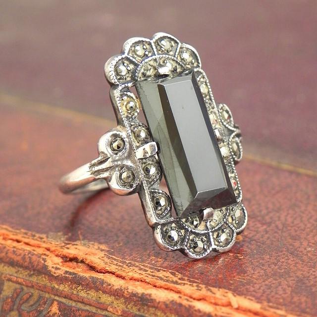 Gems_ie's tweet photo. http://t.co/viVlQJKsVV Art deco Silver ring circa 1920. Set with onyx and marcacite # jewelry #vintage #jewellery #s… http://t.co/XLlNknZizm