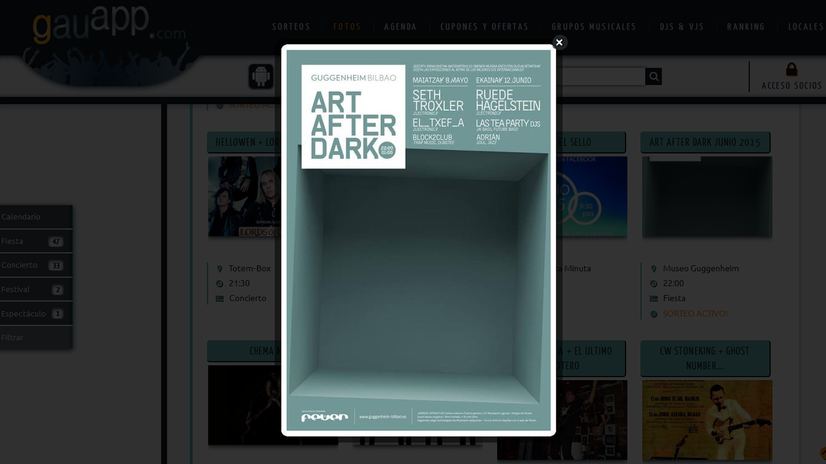 gauapp's tweet photo. Sorteo EXPRESS de 1 entrada DOBLE para ir HOY al #ArtAfterDark del @MuseoGuggenheim con @LasTeaPartyDjs ! RT&amp;FOLLOW! http://t.co/56aWTFSAid