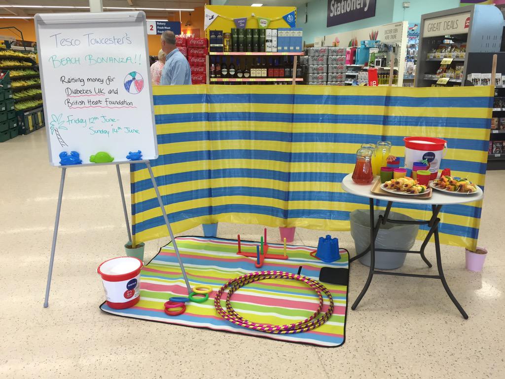 #BeachBonanza at #Tesco Towcester today &amp; all weekend! Raising money for Diabetes UK &amp; the British Heart Foundation