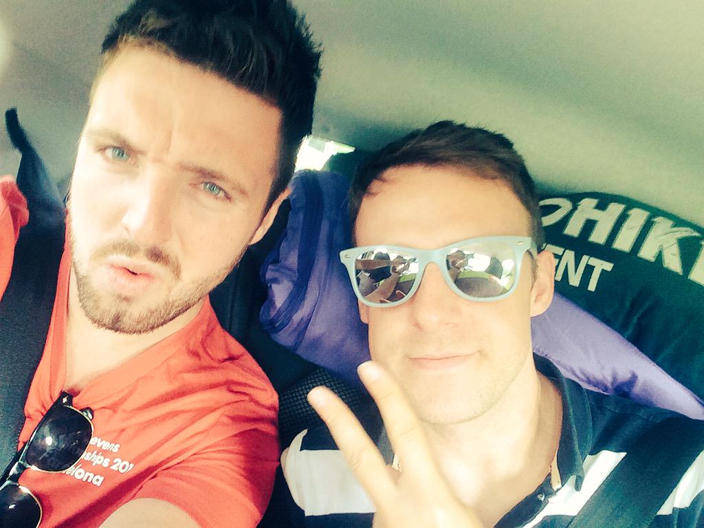 TeamFarcelona's tweet photo. Manager & Captain selfie!!! En route to @UKSE7ENS #Newquay7s #inyago #howbigisjoshshead 5 hour trek 🚗🚗🚗🚗🚗🚗🚗🚗🚗🚗 http://t.co/6yep4qY0iC