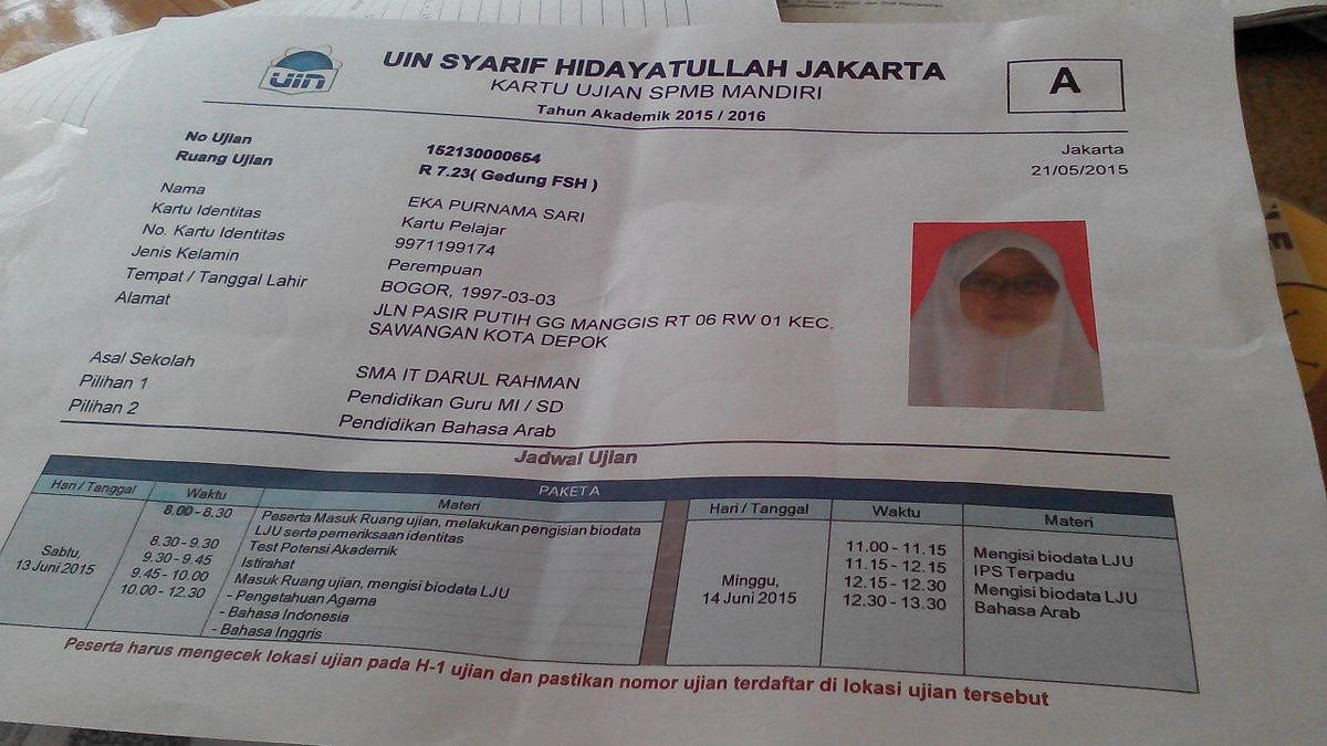 Persiapan bwat bsok tes di uin doakan yah smga brhsil amiiiiin