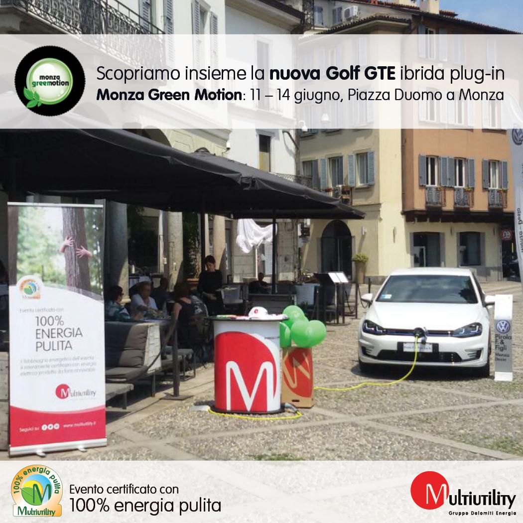 multiutility's tweet image. Monza Green Motion evento certificato 100% energia pulita dove potrete toccare con mano la nuova #ibrida #Volkswagen.