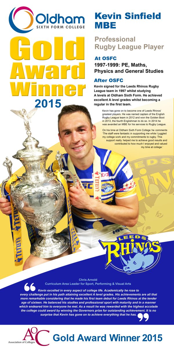 OSFC_Info's tweet image. Kevin Sinfield takes Gold for OSFC  - osfc.ac.uk/?p=3923 @leedsrhinos @AoCTrust @OSFC_Alumni