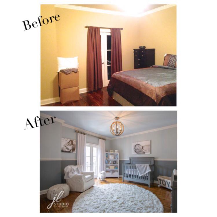 A look at a nursery renovation I just finished! #interiordesign #nursery #beforeandafter