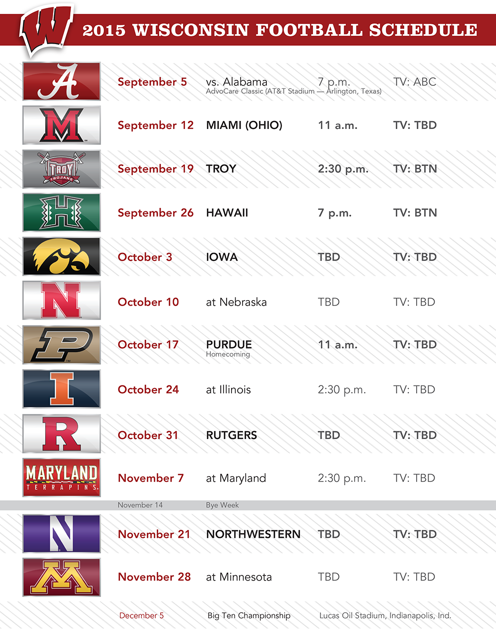 Wisconsin Football on X This printable Badgers schedule would really dress up your fridge http t YgY8S37srn http t rWsd7cTsvc X