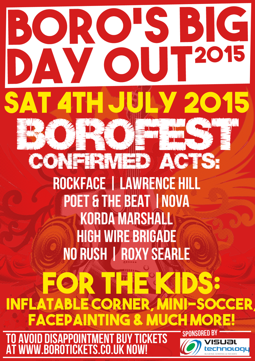 StevenageFC's tweet photo. We've 8 great acts including @HWBmusic, @LawrenceHMusic, @nova_band, @patb_band, @kordamarshall &amp; @RoxySearle! http://t.co/C85VbVu65I